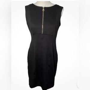 Jessica Women's Career Pencil Dress Sleeveless Black Round Neck 1/3 Front Zip 6